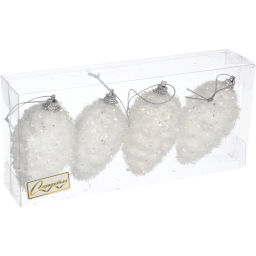 Цена за 2 шт. Ёлочные игрушки "Морозный иней" ШИШКА 7 см (набор 4 шт), Белый