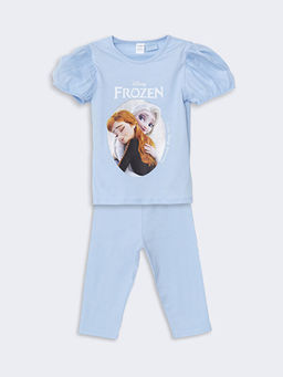 Elsa Bask?l? K?z ?ocuk Bluz ve Tayt 2li