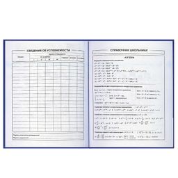 Дневник российского школьника арт. 60147 СИНЯЯ СИМВОЛИКА / интегральный переплёт, А5+, 48 л., конгрев, выборочный УФ-лак, матовая ламинация, полноцветная печать, универсальная шпаргалка/