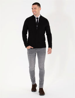 Siyah Slim Fit Fermuarl_ Triko H_rka - Pierre cardin фото 3