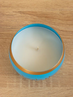 Свеча в чаше Yoga heal the soul, 200 г, 8.5×7 см, соевый воск, голубая