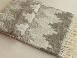 Плед хлопковый 140*200 жаккард "Пифагор" цв. 1886 бело-беж.