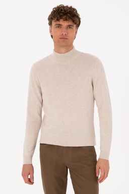 Erkek Slim Fit Yar_m Bal_k__ Yaka Ta_ Basic Kazak