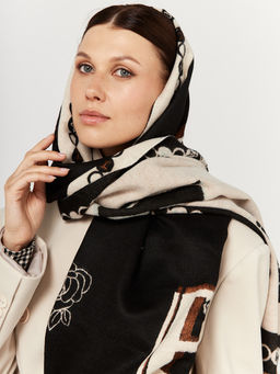 в составе ШЕРСТЬ и КАШЕМИР Большой, мягкий, теплый двусторонний палантин