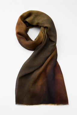 TIE-DYE PRINT MODAL SILK BLEND SCARF - Zara фото 4