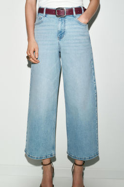 Z.10 HIGH-WAIST BELTED CULOTTES JEANS - Zara фото 2