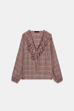 CHECKED BLOUSE WITH RUFFLES - Zara фото 7