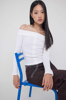 Antrasit Fitted/Vucuda oturan Carmen Yaka Dugmeli Fitilli Esnek Orme Bluz TWOAW26BZ00076 - Trendyolmilla фото 7