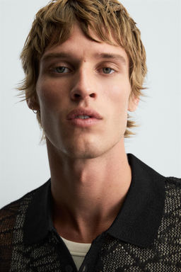 OPENWORK KNIT POLO SHIRT - Zara фото 6