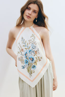 Top asim?trico de sat?n con escote halter - H&m фото 3