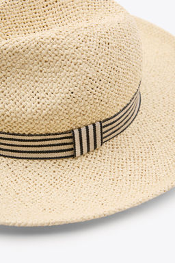 WOVEN HAT WITH STRIPED BAND - Zara фото 8