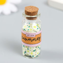 Цена за 3 шт. Декор для творчества пластик Цветок. Бело-зелёная ромашка, набор 8 г, 5?2?2 см