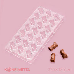 Форма для конфет и шоколада KONFINETTA Плетёный батон, 27.5?17.5?2.5 см, 21 ячейка 3.5?1.5?1.5 см, прозрачная