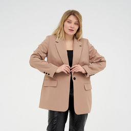 Пиджак женский MIST plus-size, размер 56, бежевый