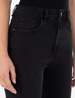 Siyah Skinny Flare Jean Pantolon