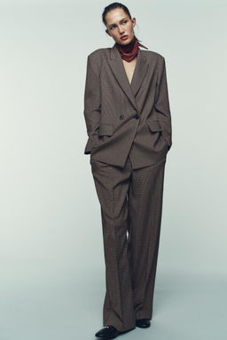 STRAIGHT CHECK TROUSERS WITH BELT