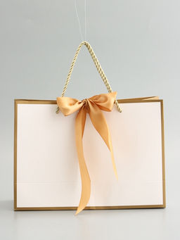Пакет подарочный, белый, с бантом, 28 х 20 х 10 см