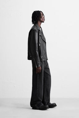 LEATHER EFFECT BIKER JACKET - Zara фото 4
