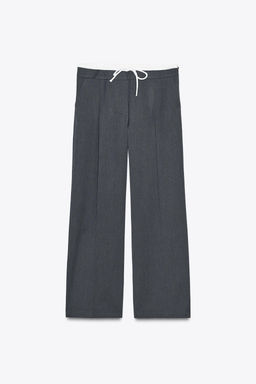 PANTAL?N ANCHO CINTURA DOBLE / Gris antracita