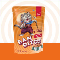 Blitz BANDITOS пауч Мясное Ассорти кус. в соусе д/котят 75 г. NWC01-1-00075