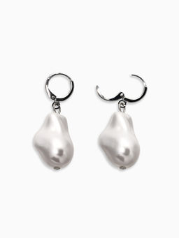 Серьги "Жемчуг барокко", цвет белый в серебре
