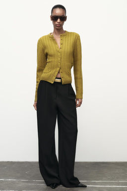 CABLE-KNIT JACKET 100% WOOL