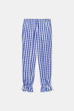 PANTAL?N CUADROS VICHY NYLON / Azul / Blanco