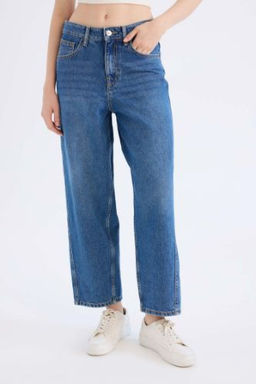 Carrot Fit Yuksek Bel Duz Paca Jean Kar Y?kamal? Pantolon