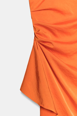 VESTIDO MIDI ASIM?TRICO SATINADO / Naranja - Zara фото 7