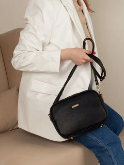 Стильная черная сумочка из экокожи. Модель №1376 - L-craft фото 8