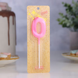 Цена за 4 шт. Свеча в торт на шпажке «Грань», цифра 0, 5 см, розовая