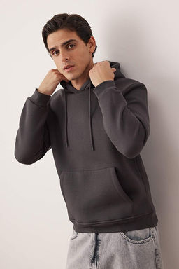 Antrasit Regular/Normal Kesim Kap__onlu __i Polar/S_cak Tutan Sweatshirt TMNAW20SW0163 - Trendyolmilla фото 2