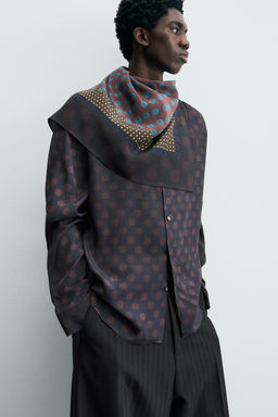 LIMITED EDITION POLKA DOT SCARF FLOWING SHIRT - Zara фото 5