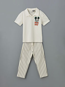 Mickey Mouse Bask?l? Erkek ?ocuk Ti??rt ve Pantolon 2li