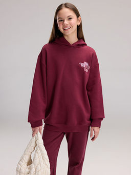 Kap??onlu K?z ?ocuk Kal?n Sweatshirt