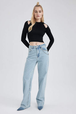 Облегающий свитер с круглым вырезом - Defacto фото 2