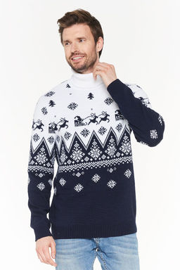 Свитер мужской 202-12202. 189/293 т.синий/белый