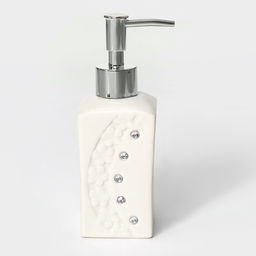 Аксессуары для ванной Доляна Цветочный барельеф, 4 предмета, дозатор 270 мл, мыльница, 2 стакана 210 мл, белые  фото 7