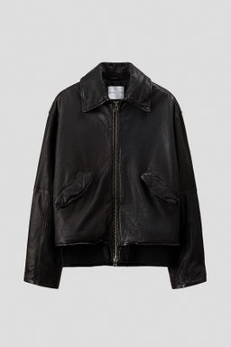 Chaqueta de aviador de corte holgado en piel