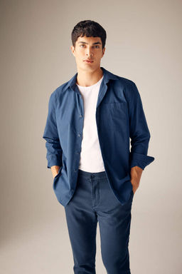 Рубашка из поплина с длинным рукавом стандартного кроя