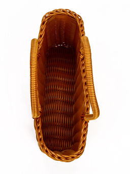 Корзина плетёная для хранения, 29×16×16 см, ручка h=17 см, пластиковая, коричневая