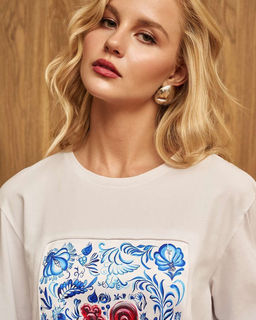 Лонгслив с шёлковой вставкой Петушок LRP001 - Sahar art lab фото 2