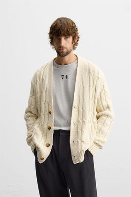 TEXTURED CABLE-KNIT CARDIGAN - Zara фото 2
