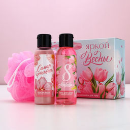Подарочный набор 8 Марта!, гель для душа и пена для ванны 2?100 мл, мочалка для тела, Чистое счастье