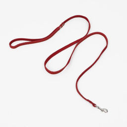 Поводок кожаный однослойный, простроченный, 1.37 м х 1 см, красный - Пижон фото 2