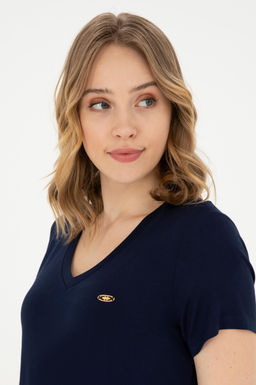 Женская темно-синяя базовая футболка - U.s. polo assn фото 2