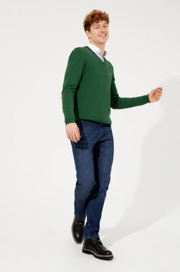 U. S. Polo Assn Мужской зеленый базовый трикотажный свитер с v-образным вырезом - U.s. polo assn фото 16