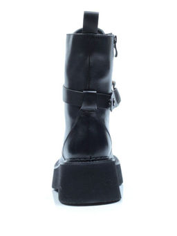 01-CYX03-1 BLACK Ботинки демисезонные женские (натуральная кожа, байка)
