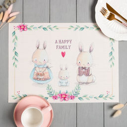Цена за 2 шт. Салфетка на стол Доляна "A HAPPY FAMILY" ПВХ 40*29см