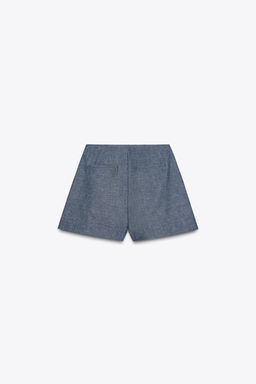 BUTTON DETAIL BERMUDA SHORTS IN A LINEN BLEND - Zara фото 8